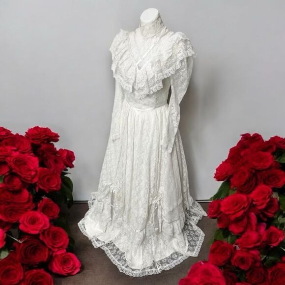 Jessica McClintock Wedding Dress Lace Prairie Dress size 9 - Picture 1 of 16